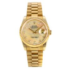 Rolex Datejust Automatic Full Gold Diamond Markers with MOP Dial Same Chassis as ETA Version