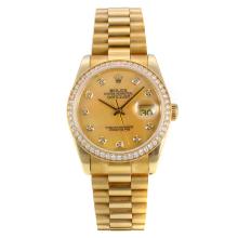 Rolex Datejust Automatic Full Gold Diamond Bezel with MOP Dial Same Chassis as ETA Version