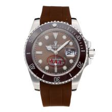 Rolex Submariner Automatic Ceramic Bezel with Brown Dial-Rubber Strap