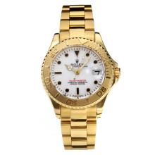 Rolex Yachtmaster Super Luminous Swiss Cal 3135 Automatic Movement Full Yellow Gold with White Dial Sapphire Glass