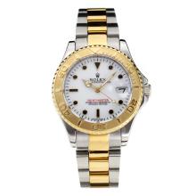 Rolex Yachtmaster Swiss Cal 3135 Movement Two Tone with Super Luminous White Dial S/S-Sapphire Glass