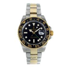 Rolex GMT-Master II Swiss ETA 2836 Movement Two Tone with Black Dial and Bezel