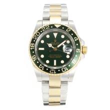 Rolex GMT-Master II Swiss ETA 2836 Movement Two Tone with Green Dial Oyster Bracelet Version