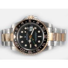 Rolex GMT-Master II Swiss ETA 2836 Movement Two Tone with Black Dial Oyster Bracelet Version