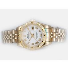 Rolex Datejust Automatic Full Gold Diamond Bezel with White Dial Roman Marking