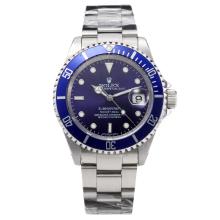Rolex Submariner Swiss Cal 3135 Automatic Movement Blue Bezel with Blue Dial S/S-Sapphire Glass