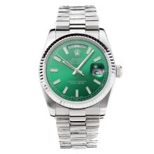 Rolex Day Date Swiss ETA 2836 Movement with Green Dial S/S-Sapphire Glass