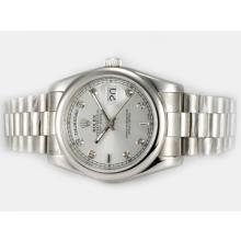 Rolex Day-Date Automatic Diamond Marking with Silver Dial