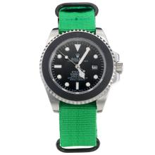 Rolex Submariner Stealth Automatic with Black Dial-Green Nylon Strap