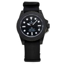 Rolex Submariner Pro-Hunter Automatic PVD Case with Black Dial-Nylon Strap-Same Chassis as ETA Version