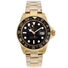 Rolex GMT-Master II Automatic Full Gold with Black Dial New Style Oyster Bracelet-Updated