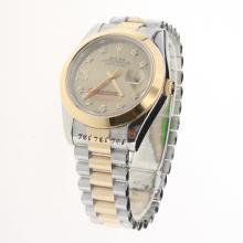 Rolex Datejust II Automatic Two Tone Diamond Markers with Golden Dial