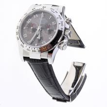 Rolex Daytona Swiss Calibre 4130 Chronograph Movement Number Markers with Gray Dial-Leather Strap