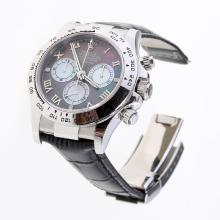 Rolex Daytona Swiss Calibre 4130 Chronograph Movement Roman Markers with Black MOP Dial-Leather Strap
