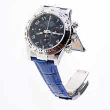 Rolex Daytona Swiss Calibre 4130 Chronograph Movement Number Markers with Blue Dial-Leather Strap