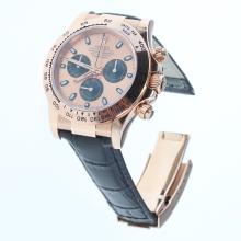 Rolex Daytona Swiss Calibre 4130 Chronograph Movement Rose Gold Case Stick Markers with Champagne Dial-Leather Strap