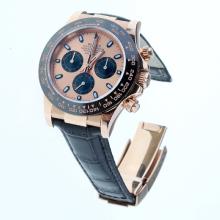 Rolex Daytona Swiss Calibre 4130 Chronograph Movement Rose Gold Case Ceramic Bezel Stick Markers with Champagne Dial-Leather Strap-1