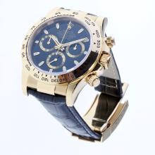 Rolex Daytona Swiss Calibre 4130 Chronograph Movement Gold Case Stick Markers with Black Dial-Leather Strap-1