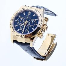 Rolex Daytona Swiss Calibre 4130 Chronograph Movement Gold Case Stick Markers with Black Dial-Leather Strap