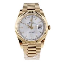 Rolex Day-Date II Swiss ETA 2836 18K Plated Gold Movement Full Gold with Silver Checkered Dial