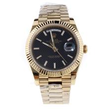 Rolex Day-Date II Swiss ETA 2836 18K Plated Gold Movement Full Gold with Black Checkered Dial