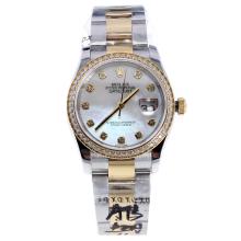 Rolex Datejust Swiss ETA 2836 Movement Two Tone Diamond Bezel and Markers with MOP Dial-High Quality Version-1