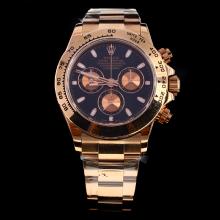 Rolex Daytona Swiss Calibre 4130 Chronograph Movement Full Rose Gold Stick Markers with Black Dial