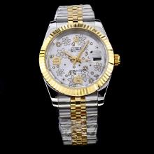 Rolex Datejust II Automatic Two Tone with Silver Floral Motif Dial
