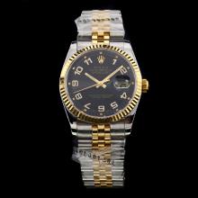 Rolex Datejust Swiss ETA 2836 Movement Two Tone Number Markers with Black Dial