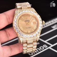 Rolex Day-Date II Swiss ETA 2813 Movement Diamond Markers and Bezel with Gold Dial