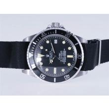 Rolex Submariner Cartier Automatic with Black Bezel and Dial Vintage Version-Black Nylon Strap
