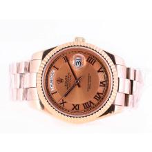 Rolex Day-Date II Swiss ETA 2836 Movement Full Rose Gold with Champagne Dial 41mm New Version