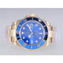 Rolex Submariner Automatic Full Gold with Light Blue Dial Ceramic Bezel-2008 New Version