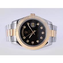 Rolex Day-Date II Automatic Two Tone Diamond Marking with Black Dial 41mm New Version