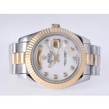 Rolex Day-Date II Automatic Two Tone Diamond Marking with White Dial 41mm New Version