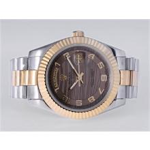 Rolex Day-Date II Automatic Two Tone Number Marking with Brown Wave Dial 41mm New Version