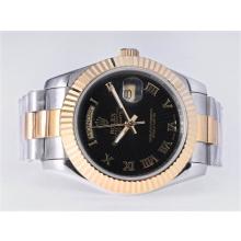 Rolex Day-Date II Automatic Two Tone Roman Marking with Black Dial 41mm New Version