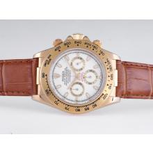 Rolex Daytona Working Chronograph Gold Case with White Dial