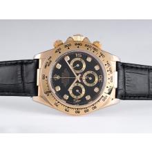 Rolex Daytona Working Chronograph Gold Case Diamond Marking with Black Dial