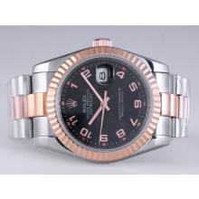 Rolex Datejust Automatic Rose Gold/Two Tone with Black Dial Number Marking