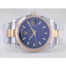 Rolex Day-Date Swiss ETA 2836 Movement Two Tone with Blue Dial Stick Marking