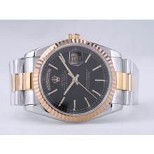 Rolex Day-Date Swiss ETA 2836 Movement Two Tone with Black Dial Stick Marking