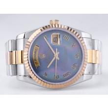 Rolex Day-Date Swiss ETA 2836 Movement Two Tone with Blue MOP Dial Roman Marking-2