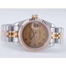 Rolex Datejust Swiss ETA 2671 Movement Two Tone with Golden Dial Roman Marking Lady Size-1