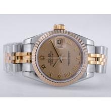 Rolex Datejust Swiss ETA 2671 Movement Two Tone with Golden Dial Roman Marking Lady Size