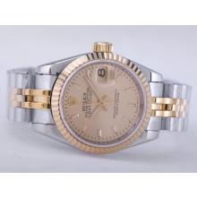 Rolex Datejust Swiss ETA 2671 Movement Two Tone with Golden Dial Stick Marking Lady Size-1