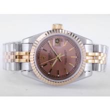 Rolex Datejust Swiss ETA 2671 Movement Two Tone with Champagne Dial Stick Marking Lady Size