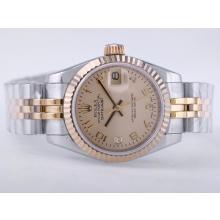 Rolex Datejust Swiss ETA 2671 Movement Two Tone with Golden Dial Number Marking Lady Size-1