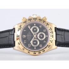 Rolex Daytona Working Chronograph Gold Case with Black Dial Number Marking Sapphire Glass