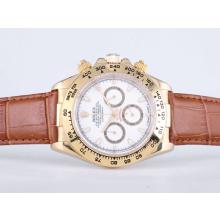 Rolex Daytona Working Chronograph Gold Case with White Dial Stick Marking Sapphire Glass